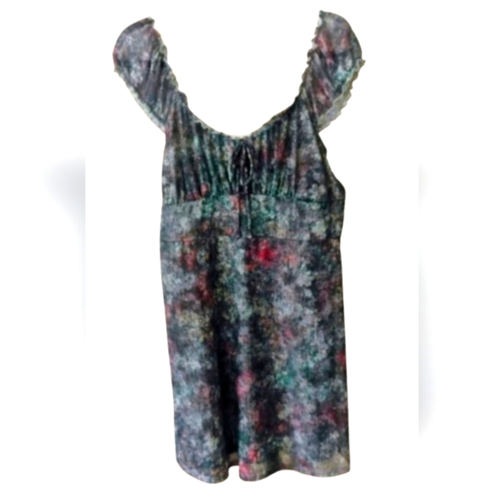 No Boundaries Gray Floral Print, Lined Stretchy Dress Womens Size XL 16/18  NWT